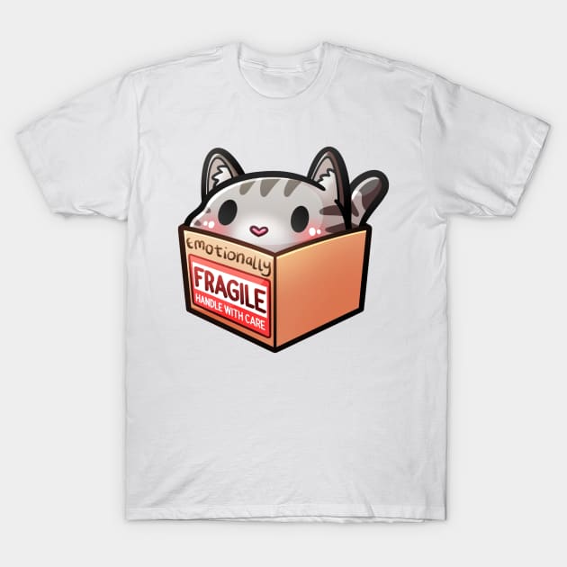 Emotionally Fragile Cat | Cat In A Box T-Shirt by Sammy Doo